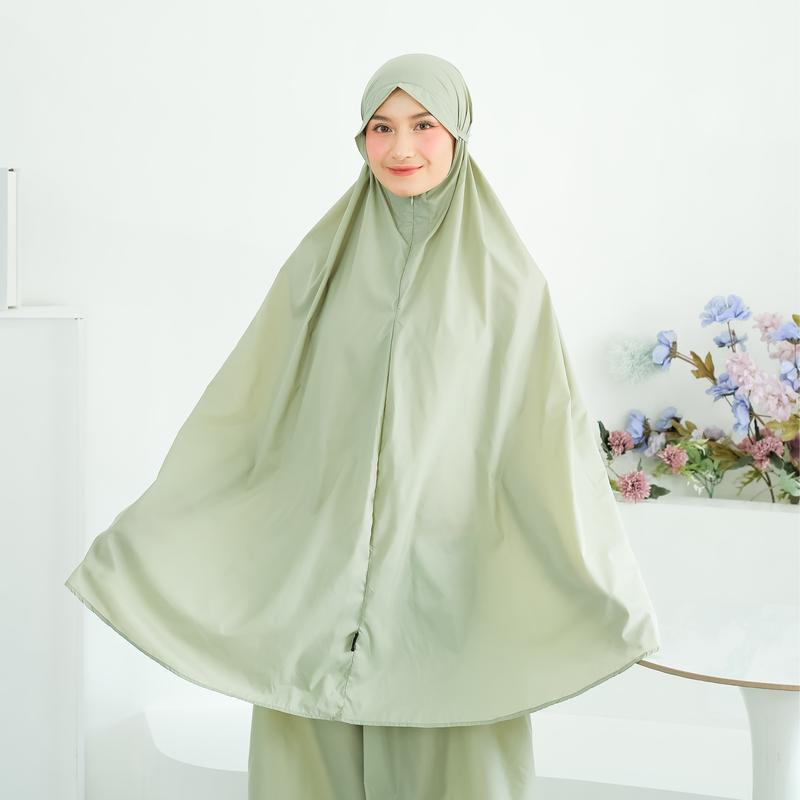 Bastohana Harumi Prayer Set 2in1 Mukena Travel Ibu kost Premium Parasut Korea Adem Lembut Praktis Mini Polos Pouch Sajadah 4