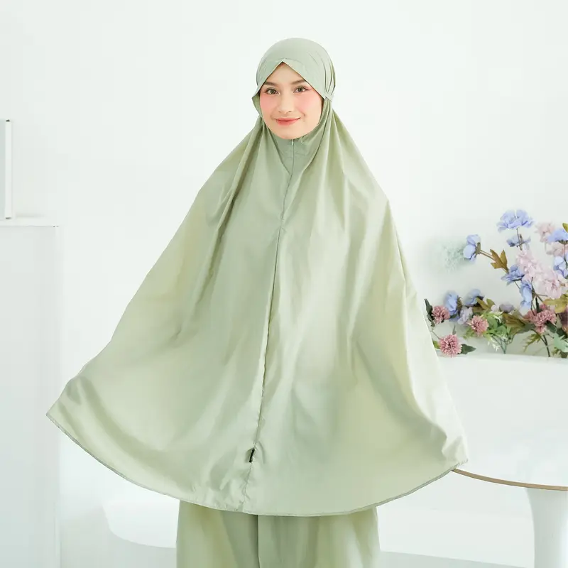 Bastohana Harumi Prayer Set 2in1 Mukena Travel Ibu kost Premium Parasut Korea Adem Lembut Praktis Mini Polos Pouch Sajadah 4