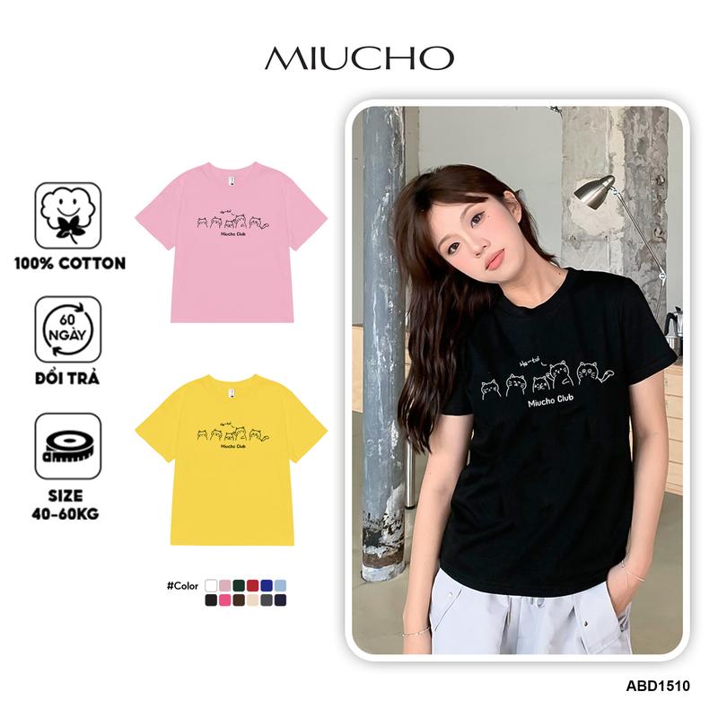 Áo baby tee mèo dễ thương form ôm ABD1510 Miucho vải cotton thoáng mát cổ tròn in mix