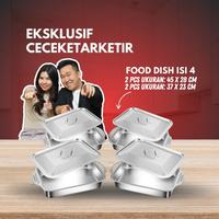 Gambar Eksklusif Ceceketarketir - 4 PCS Nampan Tutup Stainless  Food Dish Premium Tebal Ukuran 45x28 CM dan 37x23 CM - 4 PCS dari BMW Kitchenware Kab. Tangerang 1 Tokopedia