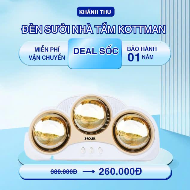 Đèn Sưởi Nhà Tắm 3 Bóng Treo Tường Đui Sứ Cao Cấp - Máy Sưởi, Sưởi Ấm