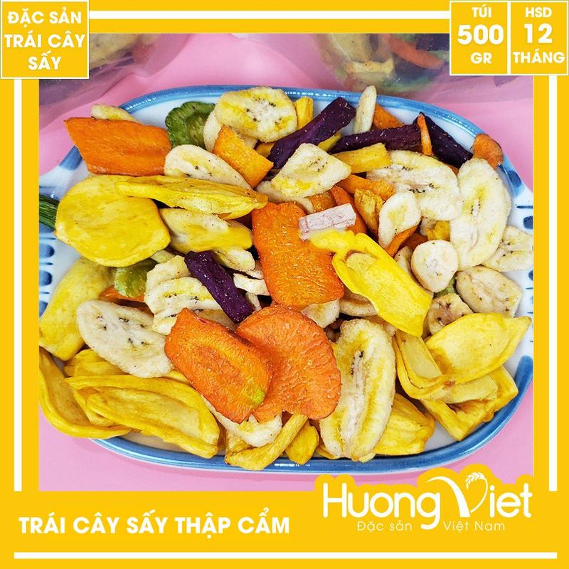  Trái cây sấy thập cẩm Mít sấy nguyên miếng túi zip date mới 500g rau củ sấy hiệu Mùa Ăn đồ ăn vặt Sài Gòn 