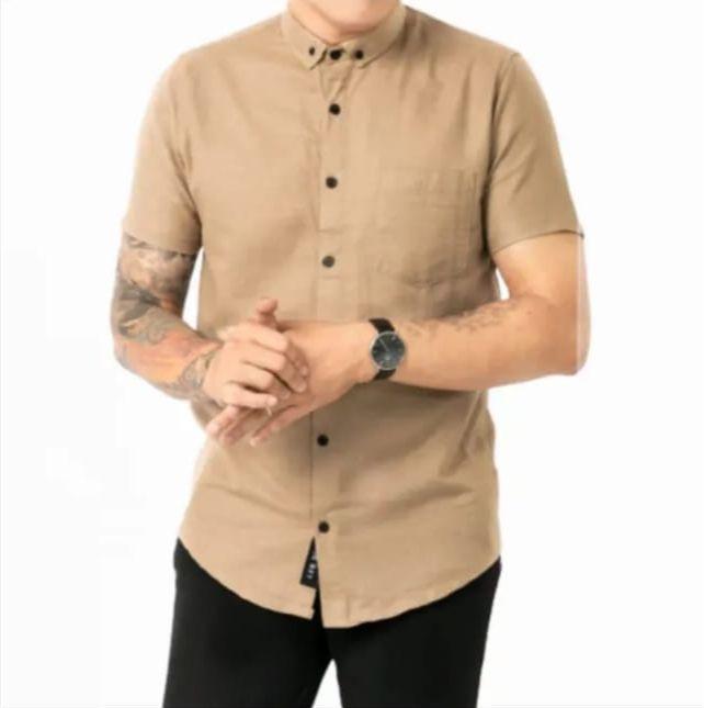 Kemeja Pria Lengan Pendek Formal Casual Baju Kemeja Dewasa Distro Terbaru Katun Cowok Keren Hem Slimfit Hitam Kantor 8