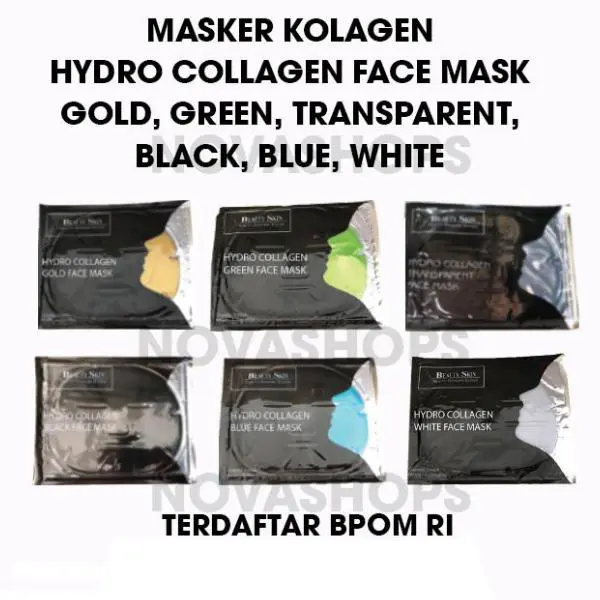 Beauty Skin Masker Wajah Kolagen Collagen Face Mask White Blue Green Black Transparent Gold BPOM