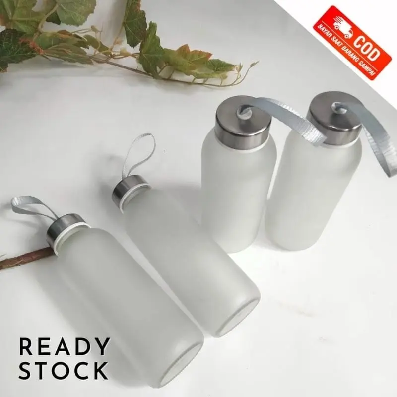 Botol Minum Aesthetic Kaca Bening Doff Wadah Minuman Tempat Air Souvenir Murah Tumbler Korea Botol Anak Laki Laki Mini Travel 5