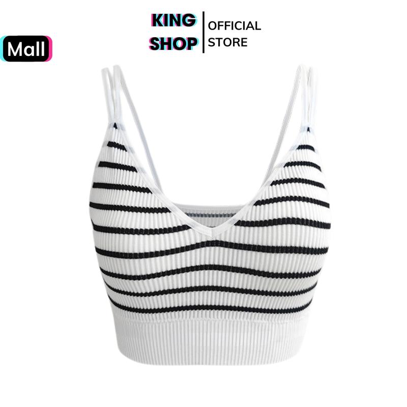 Áo bra nữ len tăm 2 dây kép,  Top Áo bra thể thao đệm mỏng thoáng khí KING SHOP B3044 Sport áocon nữ ômngực Tập Thể Dục