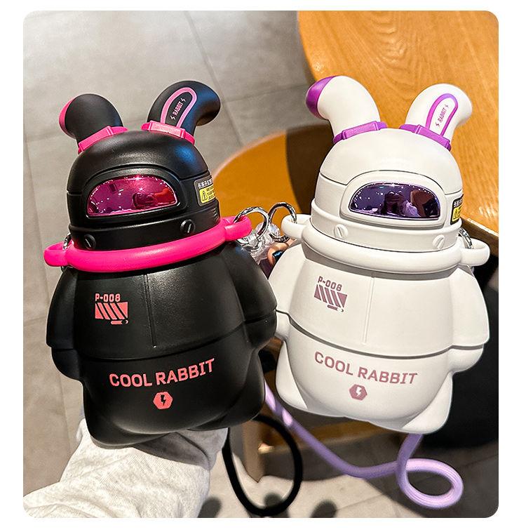 Product Introduction of Space Rabbit Thermos Cup for Girls Good-looking 2023 New 316 Stainless Steel Water Cup Cute Children's Straw Kettle 11