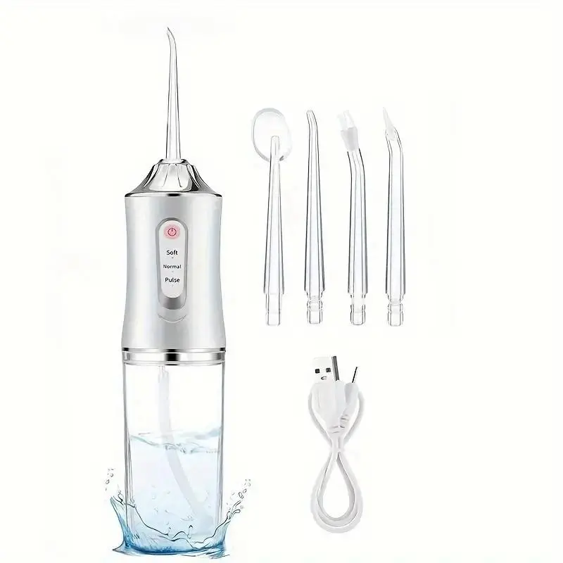 Portable Rechargeable Water Flosser with 4 Replacement Nozzle, 1 Set Oral Irrigator for Home & Travel, Personal Oral Care Appliance 4