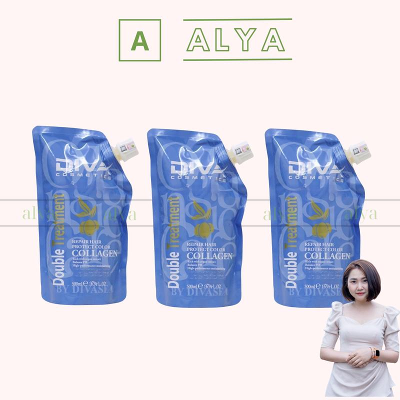 Kem Hấp Ủ Tóc Diva Collagen 500ml Dưỡng Tóc . Dưỡng Ẩm Phục Hồi Siêu Mềm Mượt dầu hấp phục hồi siêu mượt chuẩn salon ngay tại nhà. Nữ