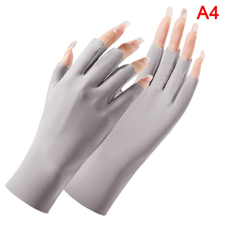 Product Introduction of Summer Ice Silk Half Fingers Gloves Women Breathable Thin Fingerless Gloves Outdoor Riding Driving Gloves Sunscreen Mittens 25