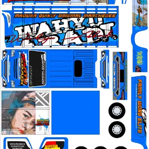 Stiker Miniatur Truk Oleng Harga Murah COD Car - Bahan Chromo A3+ Ukuran 30cm