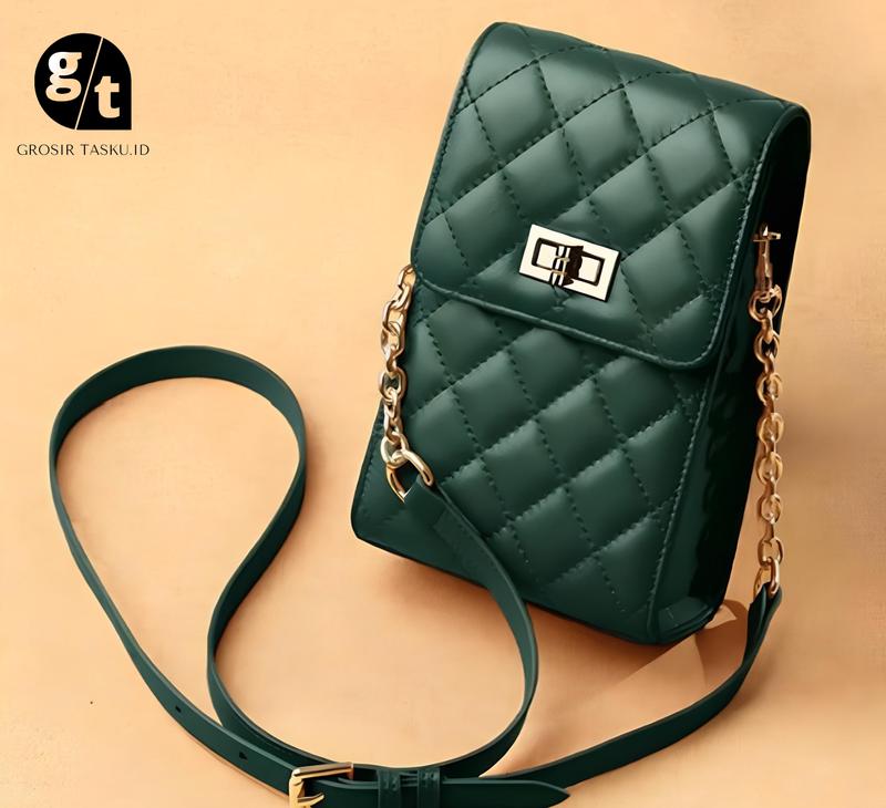 TAS GROSIR VIRAL - TAS hp wanita bordir / Tas selempang wanita mini / Tas wanita premium mini murah Kulit PU Navy Hijau Army Hitam 3