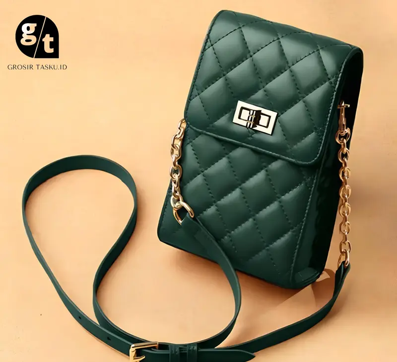 TAS GROSIR VIRAL - TAS hp wanita bordir / Tas selempang wanita mini / Tas wanita premium mini murah Kulit PU Navy Hijau Army Hitam 3