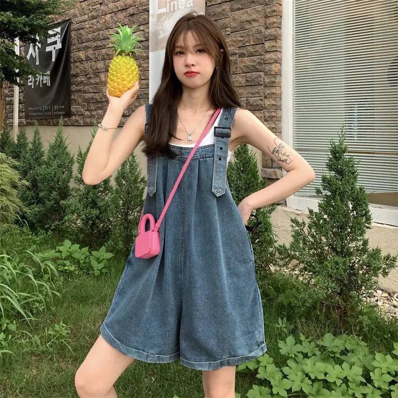 [Hàng chuẩn loại 1] Quần yếm jeans short ống rộng khóa đồng cá tính, năng động, dễ thương
