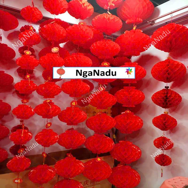 Sét sỉ 20 Đèn lồng - sét 10 đèn nilon đỏ chống nước - đen long giấy đỏ mini Ni Lông trang trí Tết, trường học, mầm non, nhà sách, siêu thị, nhà Chùa, Lễ Hội, homestay,khu du lịch, khu vui chơi