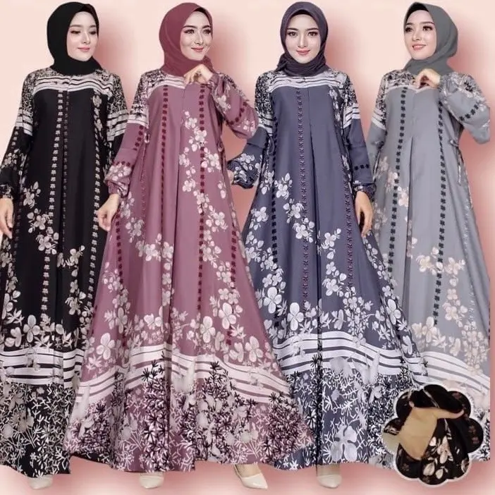 Gamis Hyget Dress Tumpal Lengan Karet Melar Nyaman Panjang Hitam gamis wanita busui simpel Gamis Muslim Murah gamis daster Lembut