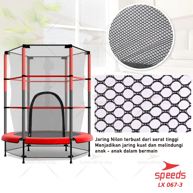 SPEEDS Trampolin Berjaring Pengaman Trampoline Mainan Lompat 55inch 067-3 1