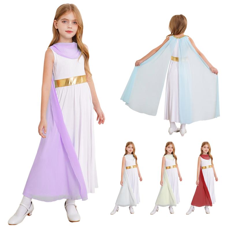 Trang phục cô gái Toga, YOOJIA, Trang phục thần La Mã và Hy Lạp, Áo choàng váy dài công chúa cho trẻ em, Thích hợp cho bữa tiệc theo chủ đề Giáng sinh và Halloween 1
