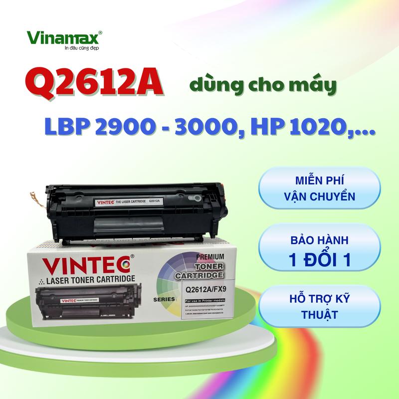 [Q2612A] Hộp mực máy in LBP 2900 - 3000, HP 1020, 1022 (303/703), Đã có sẵn mực, in đậm nét.  Dung lượng 2.000 - 2.500 trang