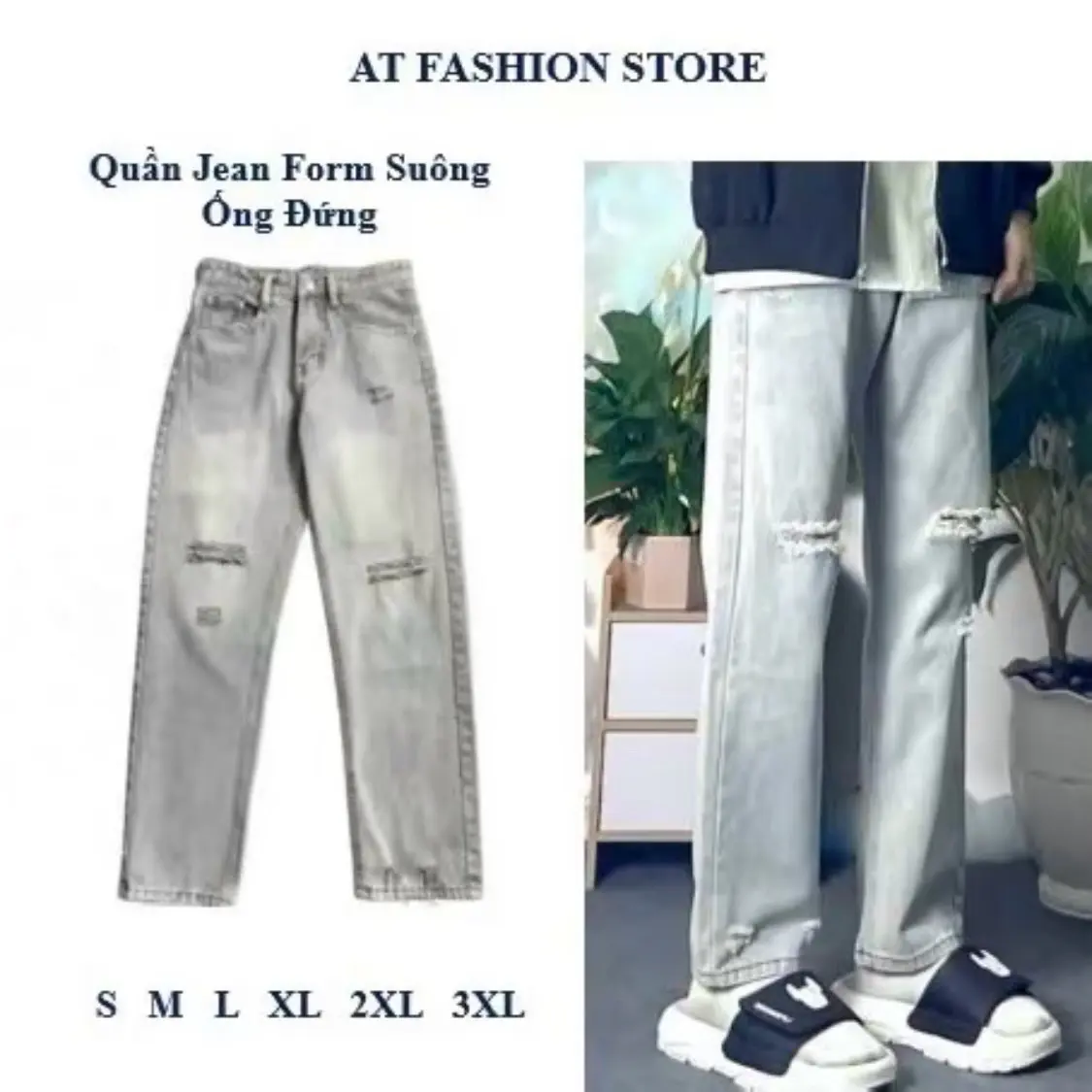 Quần Jean ống suông, ống rộng, quần form suông ống đứng, cách điệu thời trang unisex thời trang cá tính Hàn Quốc . Menswear Pants