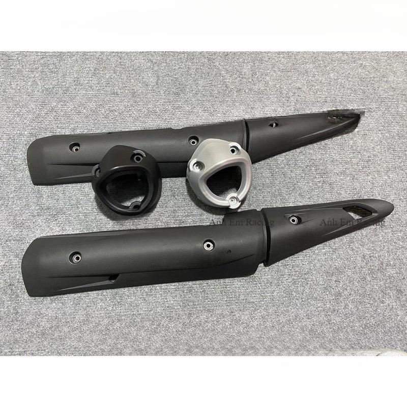 Ốp Che Pô Và Chụp Pô Xe Exciter 150 Ốp pô 1.1 Full đen Đen bạc Phụ Kiện Phụ Tùng