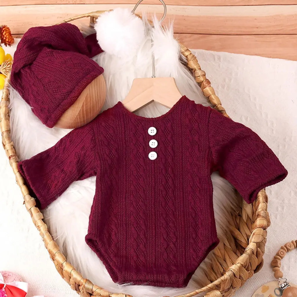 Photography Props for Baby Boy Girls Unisex Triangle Jumpsuit Long Tail Hat Photo Suit Newborn Photo Costume Accessories