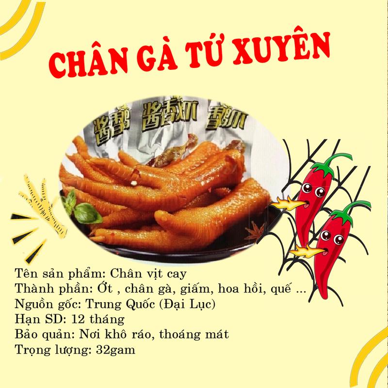 Combo 30 chân gà cay tứ xuyên ăn vặt ngon trung quốc  gói 32 gam siêu ngon
