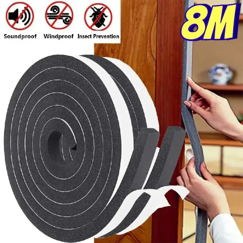 Dải Niêm Phong Cửa Sổ Cửa Ra Vào Tự Dính Bằng Xốp, Có Thể Đeo Được, Dải Bọt Biển Chống Bụi Trượt, Miếng Dán Cách Âm, Cách Nhiệt, Có Sẵn Trong 1 / 2 / 4 Cuộn, Thích Hợp Để Đóng Cửa Và Cửa Sổ