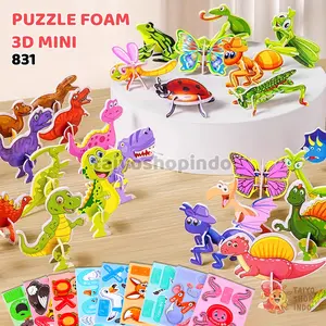 TAIYO DIY Puzzle Foam 3D Mini Hewan Dino Transport Kecil Jigsaw Montessori Edukasi Mainan Anak