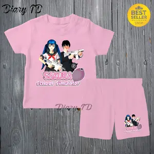 BAJU SETELAN KAOS ANAK SAKURA SCHOOL SIMULATOR BAHAN KATUN PREMIUM Celana Fashion Pakaian