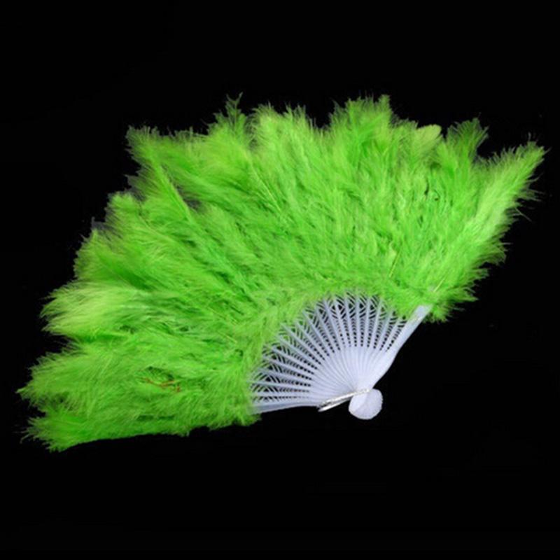 Product Introduction of 9 Colors New Costume Wedding Showgirl Dance Folding Hand Feather Fan Fancy 23