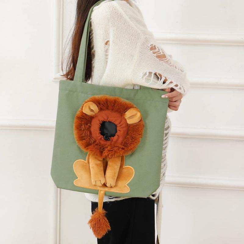 Pet Canvas Shoulder Bag Lion shaped Cat Tote Bag Comfortable Pet Tote Bag Pet Shoulder Bag Portable Outdoor Cat Tote Bag 8