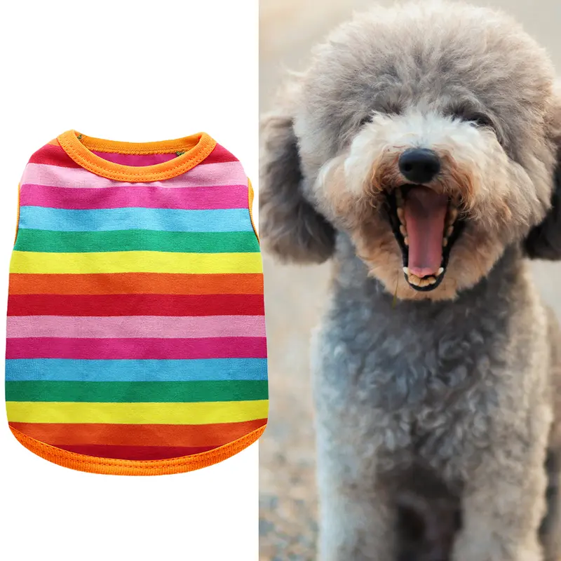 Áo Vest Cho Thú Cưng, Dải Cầu Vồng, Thời Trang Bắt Mắt, Trang Phục Cho Chó, Áo Cho Chó Con, Quần Áo Mặc Nhà 2