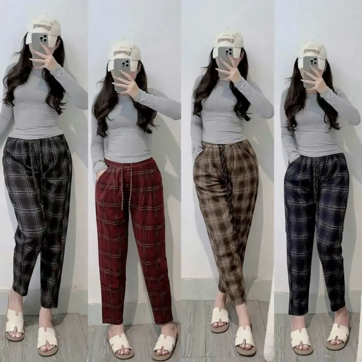 [Mã mới][Tặng Mặt Nạ]Quần Baggy chất Dạ Mì có co dãn mềm nhẹ,Lưng chun Cạp Cao 4 Mầu Xinh Xỉu