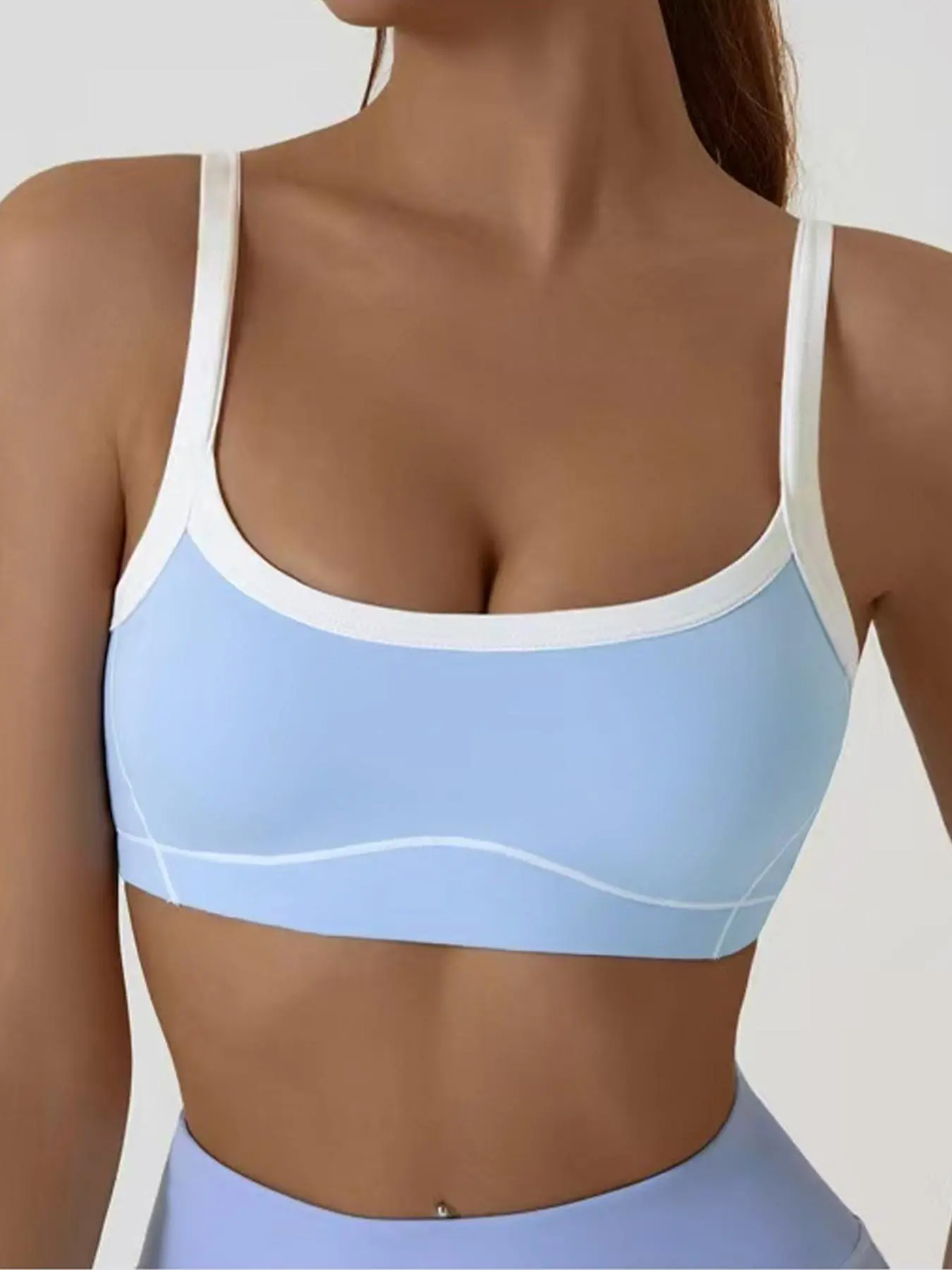 Women's Colorblock Print Sports Bra, Breathable Comfortable Sports Bra, Ladies Sportswear for Indoor Outdoor Wear, Workout Clothes, Gymclothes
