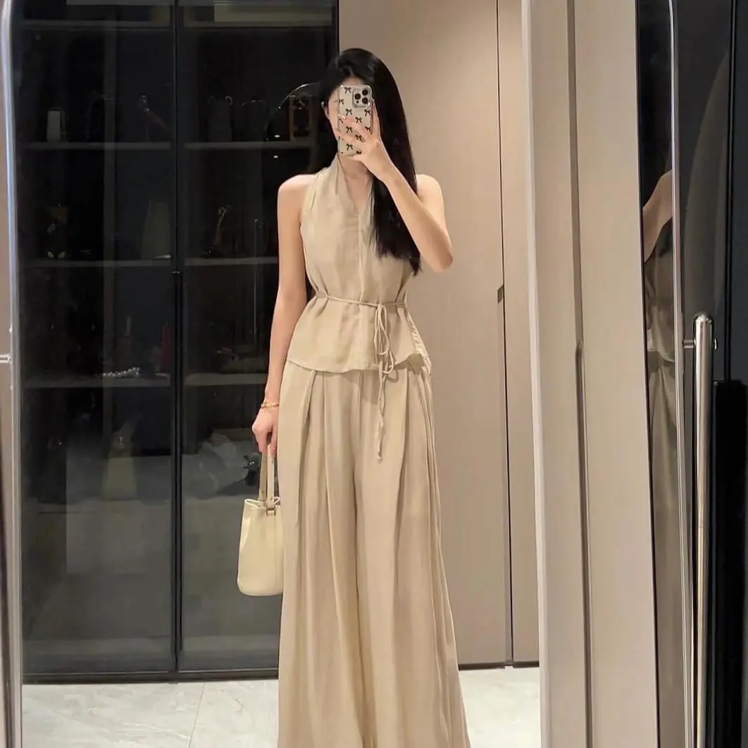 SÉT ĐŨI QUẦN ỐNG RỘNG ÁO PEPLUM CỘT DÂY EO ĐI BIỂN, ĐI CHƠI, ĐI DU LỊCH, SÉT BỘ THỜI TRANG SANG TRỌNG, SÉT BỘ CÔNG SỞ THANH LỊCH Nhung Ong