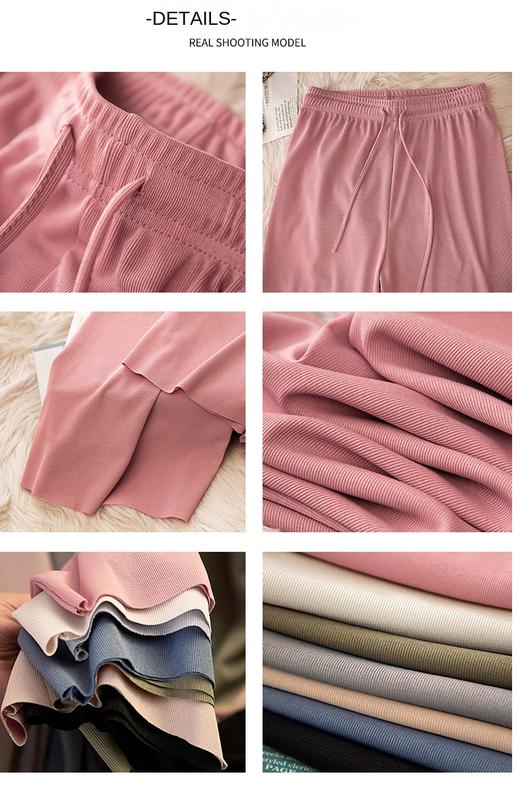 Product Introduction of Ice Silk Wide-Leg Pants Women's 2024 Summer Thin High Waist Drooping Slim Anti-Mosquito Casual Loose Straight Mop Trouser Womenswear Bottom Lingerie 12