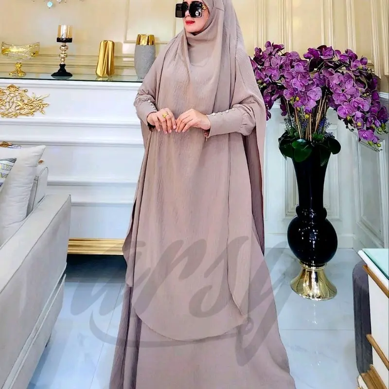 NUSAIBA SYARI UMROH HAJI GAMIS CADAR FK BY ARSY HIJAB White Hitam Putih 2