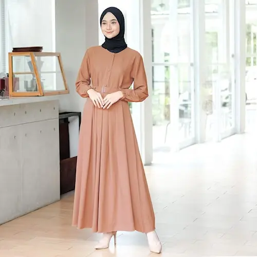 Pakaian Wanita Muslimah Premium Gamis Wanita Syar'i Muslim Bahan Lembut Trend 2023 Dress Fit 4