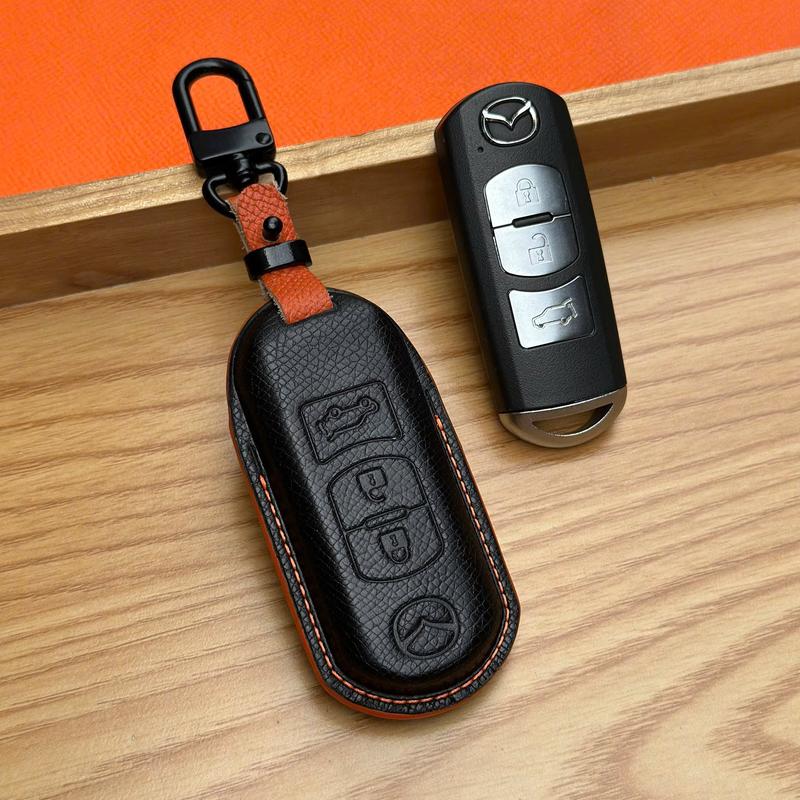 Móc Khóa Chìa khoá Mazda CX5, CX8, Mazda 2, Mazda 3, Mazda CX3, Mazda CX30, Mazda 6 (Loại Chìa Dài) - Chế Tác Thủ Công Bằng Da Thật