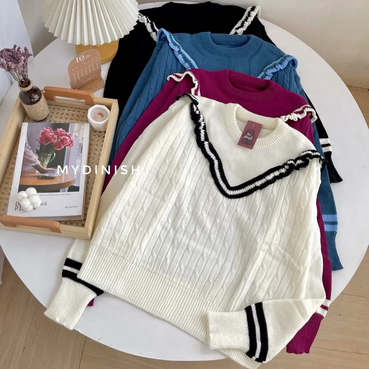 Mines Ruffle Blouse - Atasan Wanita Rajut Korean Style Baju Nyaman