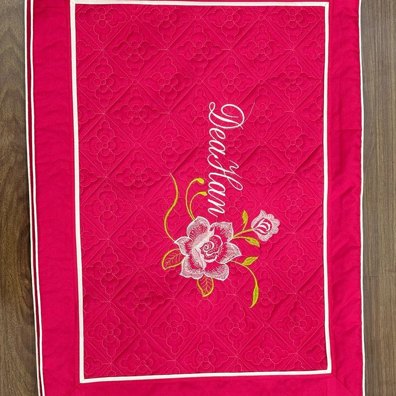 (2 chiếc) Vỏ gối satin poly trần thêu hoạ tiết hoa - kích thước 45x65cm vỏ  gối 9