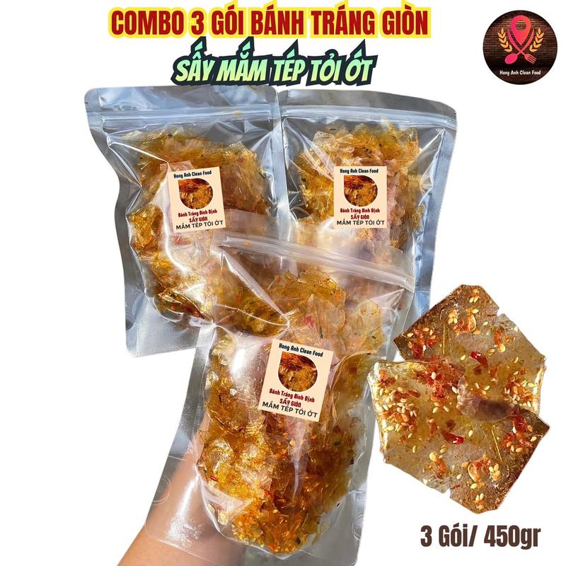  Combo 3 Gói Bánh Tráng SIÊU GIÒN SẤY MẮM TÉP TỎI ỚT Hong Anh Clean Food Ăn Vật  Snack Ăn Vặt Thức Ăn 