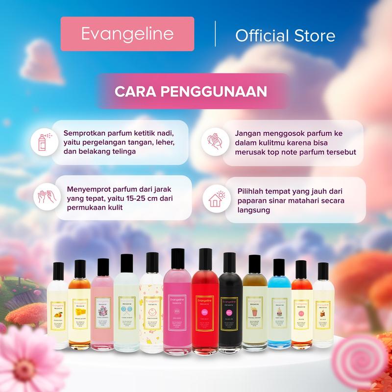 【NEW】Evangeline Premium 100ml | Parfum Wanita Tahan Lama Long Lasting Perfume Tubuh Wangi Peony Peach Lembut 4