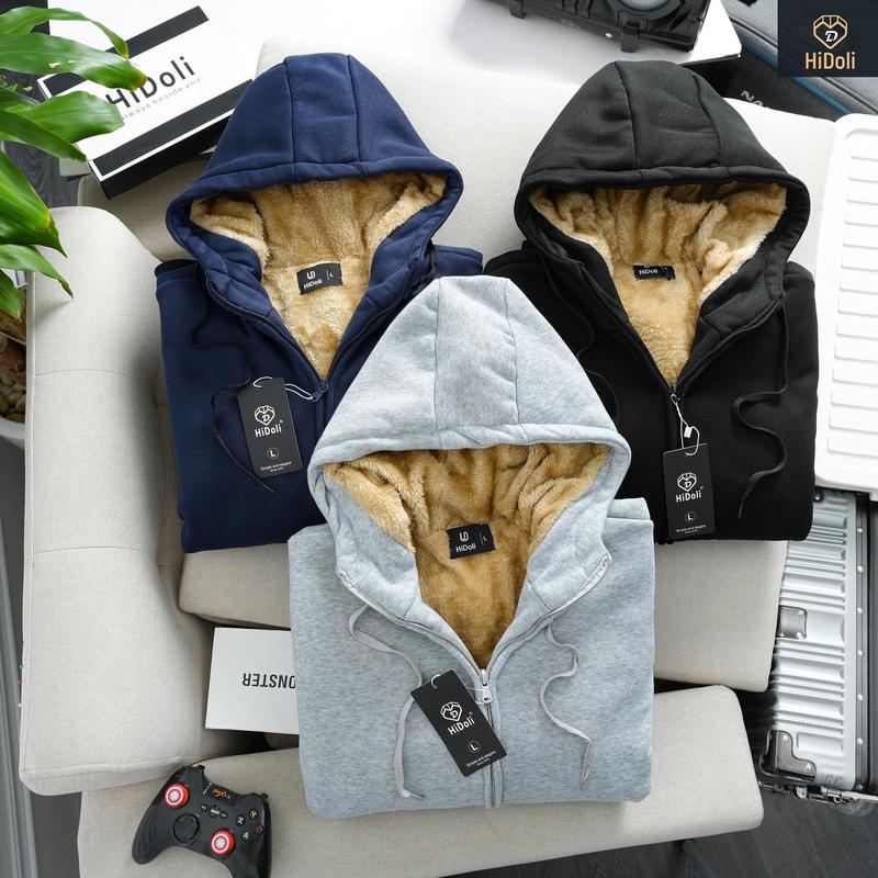 Áo khoác nỉ HOODIE nam nữ LÓT LÔNG phong cách thời trang thể thao, Áo khoác nỉ lót lông cừu dày dặn ấm áp