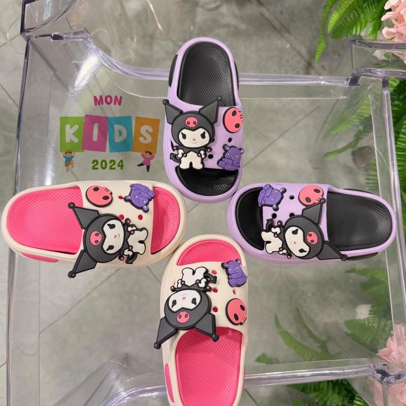 Dép Lê Kuromi Đế Kép cho Bé Gái từ 4-15 Tuổi Siêu Nhẹ Đế Cao Chống Trơn Trượt Họa Tiết Hoạt Hình Kurumi A-0110