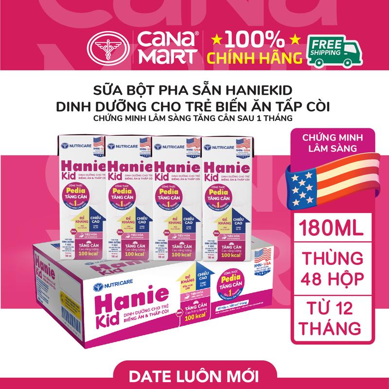 [Nutricare] Sữa Bột Pha Sẵn Hanie Kid - Thùng 48 Hộp - Cải Thiện Biếng Ăn Suy Dinh Dưỡng - Tăng Đề Kháng - Vitamin Cho Bé