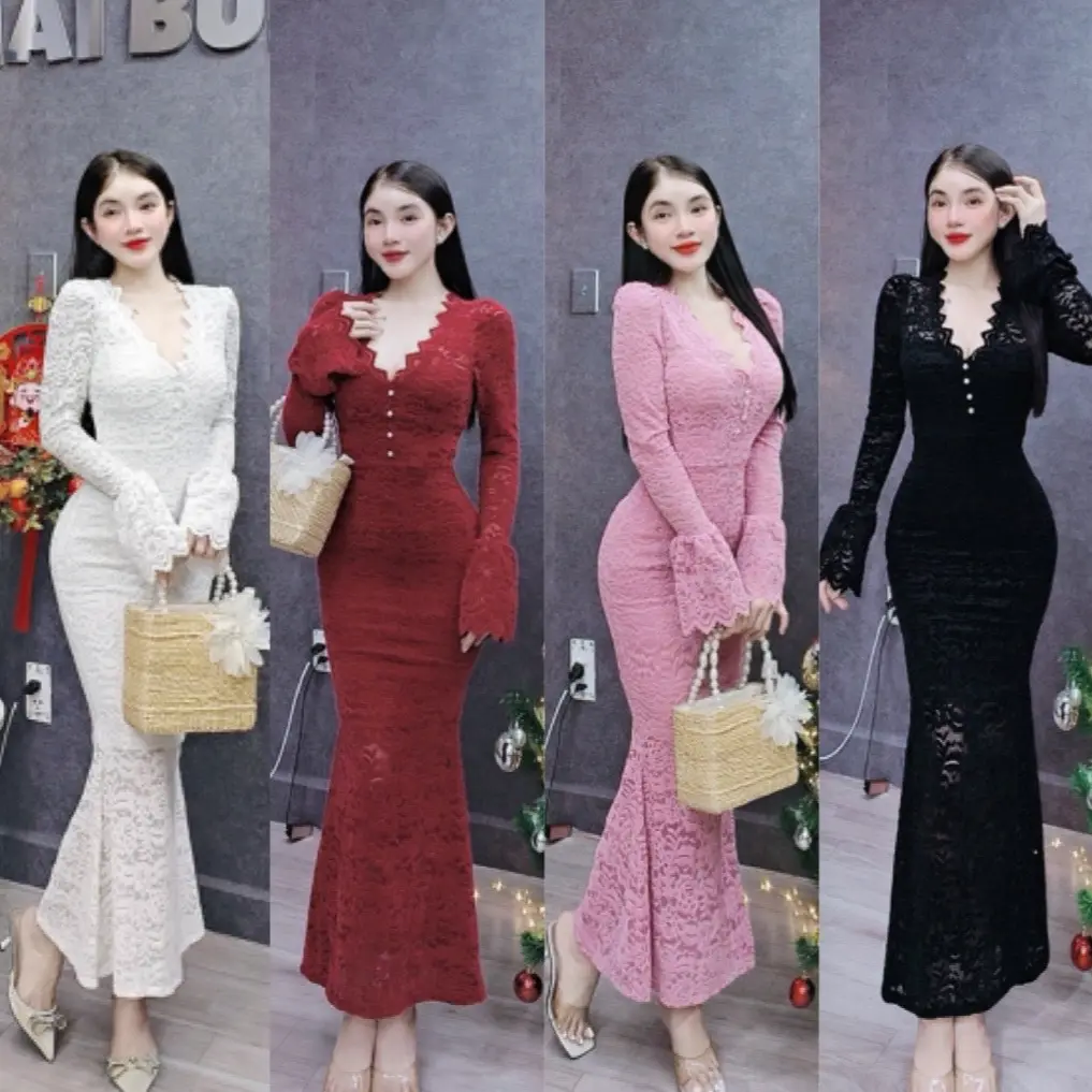 D220 - Đầm Body Ren Thiết Kế Tay Loe Đuôi Cá Tiểu Thư (FORM NHỎ) Mai Bùi Store