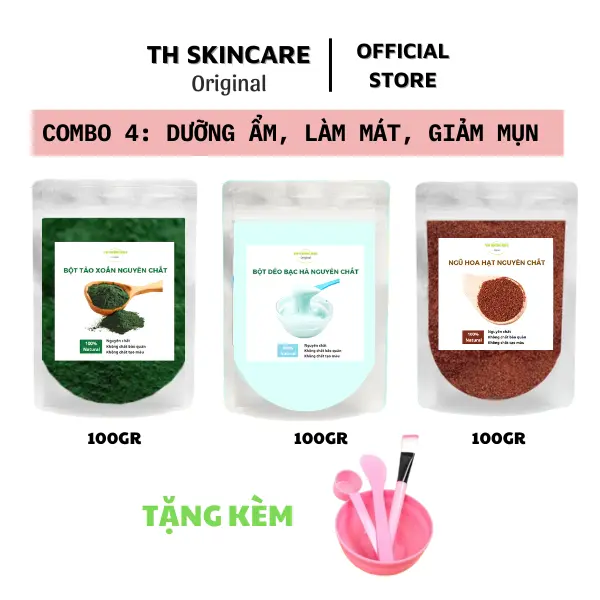 Combo 4: Bột tảo xoắn + Dẻo bạc hà + Ngũ hoa hạt 0