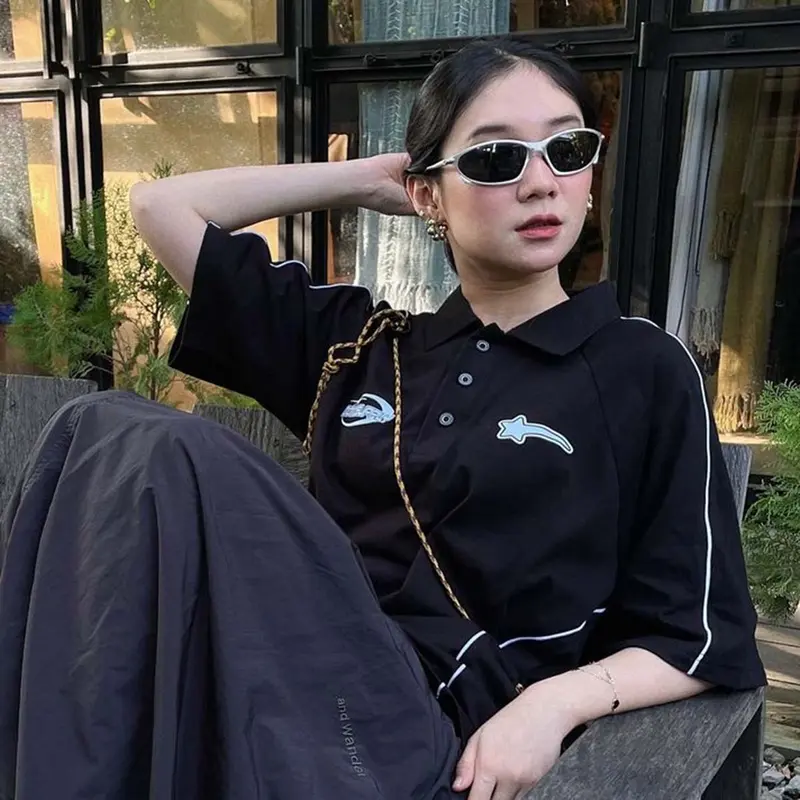 OOTDSUPPLY Oversize Polo Rugby Shirt V.4 WIld Star Black Grey | Kaos Polo Pria dan Wanita PSRGB-V4005 1